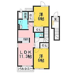 ルクソール 2LDKの間取図画像