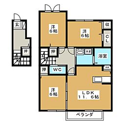アリービオひがの 3LDKの間取図画像
