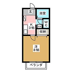 ハイツ楓 1Kの間取図画像