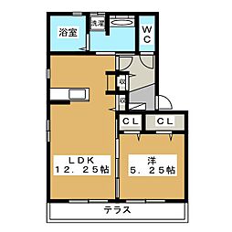 バン・ド・ソレイユA 1LDKの間取図画像