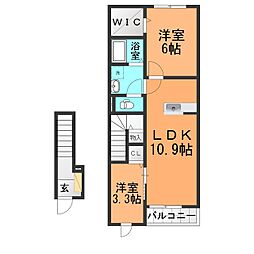 ファビオネスト駒沢 2LDKの間取図画像