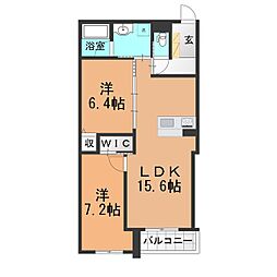 シャーメゾン妻科の杜 2LDKの間取図画像