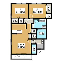 レザン・ガーデンD 2LDKの間取図画像