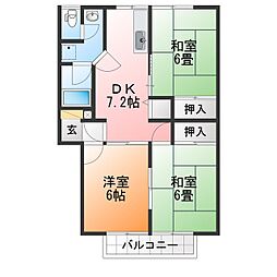 稲田ライブタウンB 3DKの間取図画像