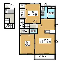 アヴニール・宮島A 2LDKの間取図画像
