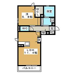 セレーサ 1LDKの間取図画像