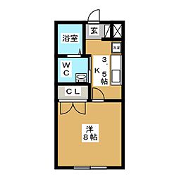 ピュア本郷 1Kの間取図画像