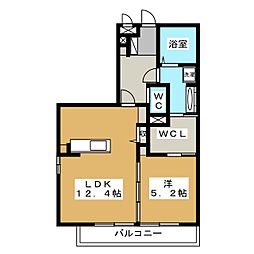 カーサレザン 1LDKの間取図画像