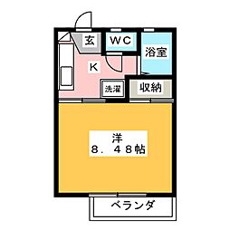 フレグランス悠 1Kの間取図画像
