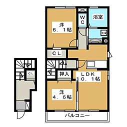 エステート中島南館 2LDKの間取図画像
