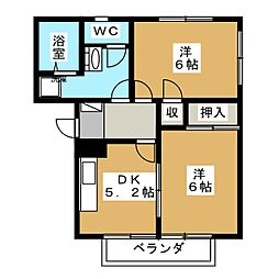 ガーデンタウン北長野B 2DKの間取図画像