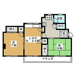 コーポ原 2DKの間取図画像