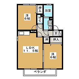 ラフィネス高田A 2LDKの間取図画像