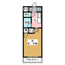 サンヒルズ高宮 1Kの間取図画像
