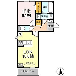 Grace Yama(グレイス ヤマ) 1LDKの間取図画像