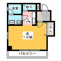 ウェスト島立 1Kの間取図画像