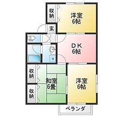 ウッドコート広丘 3DKの間取図画像