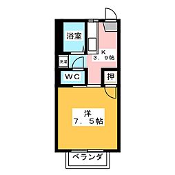 フレグランスパル 1Kの間取図画像