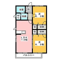 メゾンド・レディ 2LDKの間取図画像