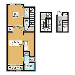 アベニールドゥアルブル 1LDKの間取図画像
