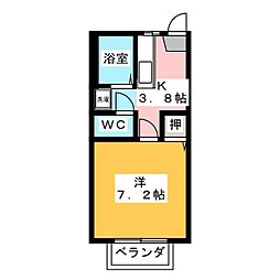 フレグランス・ランドD 1Kの間取図画像