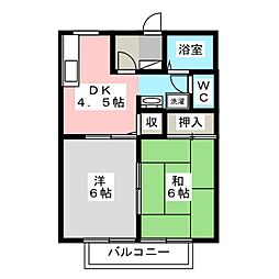 サンガーデンヒラバヤシB 2DKの間取図画像