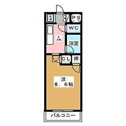 サンヒルズ高宮 1Kの間取図画像