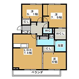 マルベリータウンシルク 3LDKの間取図画像