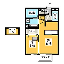 アリスガーデンナカジマC 1LDKの間取図画像