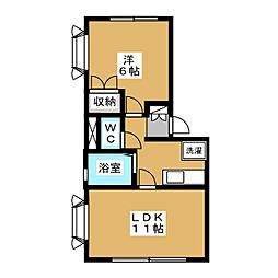 カーザ・ビアンカ 1LDKの間取図画像