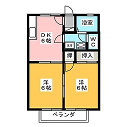 セジュール清水東 2DKの間取図画像