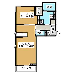 プレステージアルプス3 1LDKの間取図画像