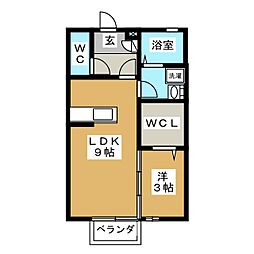 プレジール 1LDKの間取図画像