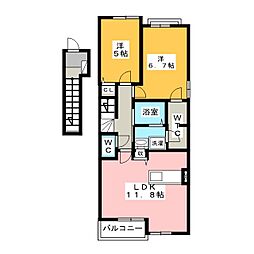 サルビアコート 2LDKの間取図画像