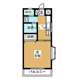 アイランド18 1Kの間取図画像