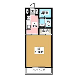 プレジデント穂高 1Kの間取図画像