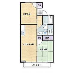 プレミールハイツ弐番館 2階2LDKの間取り