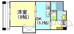 ピュール・セレネ表町 1DKの間取図画像