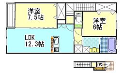 Y.A.F.国富3B 2LDKの間取図画像