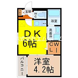 ラルゴ六番町 3階1DKの間取り