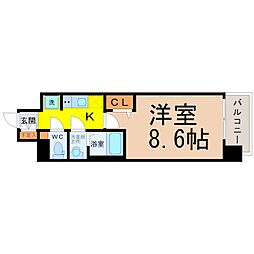 プレサンス大須観音ディオ 1Kの間取図画像