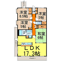 CASSIA旭丘 4LDKの間取図画像