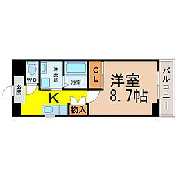 ボヌール本陣 1Kの間取図画像