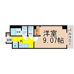 プレストンズ新栄 1Kの間取図画像