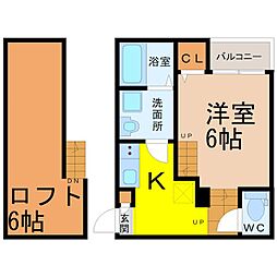 ハーモニーテラス鳴海3 1Kの間取図画像