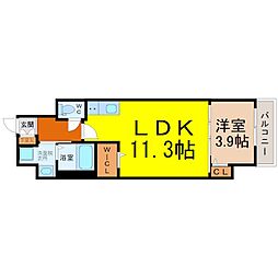 グランソレイユ大須白川 1LDKの間取図画像