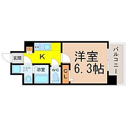 ファステート鶴舞駅前リヴェール 1Kの間取図画像