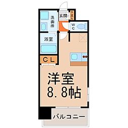 プレサンス桜通グレイス ワンルームの間取図画像