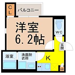 ルナエトソル 1Kの間取図画像
