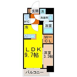 ハーモニーレジデンス名古屋今池 1LDKの間取図画像